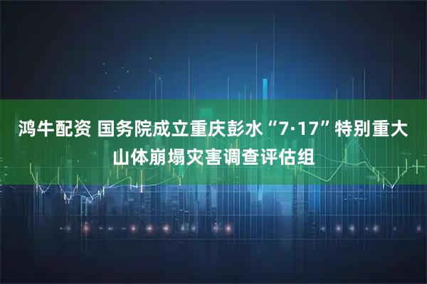 鸿牛配资 国务院成立重庆彭水“7·17”特别重大山体崩塌灾害调查评估组